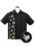  Kortærmet skjorte: bowling shirt - Steady Clothing - All-Over Martini Print Panel in Black